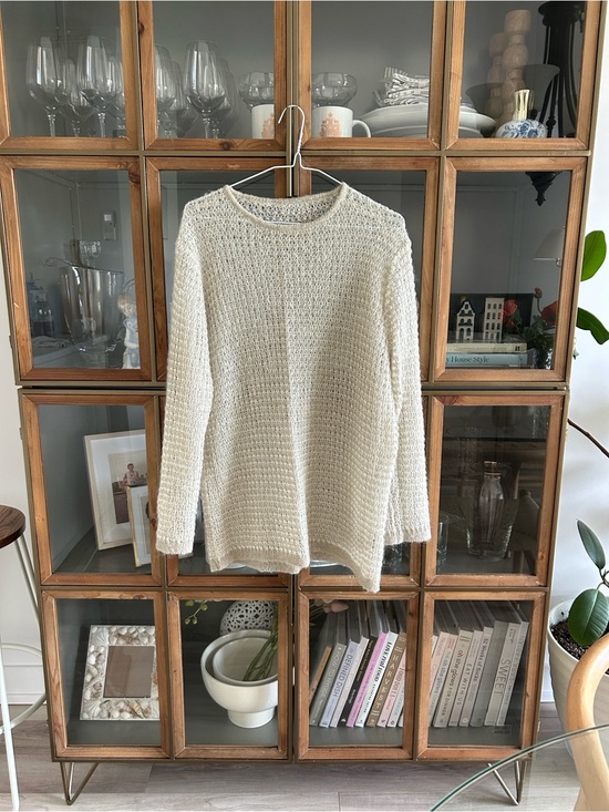 Vintage Sweaters - Vintage Mohair Wool Delicate Mesh Knit Sweater - Cream